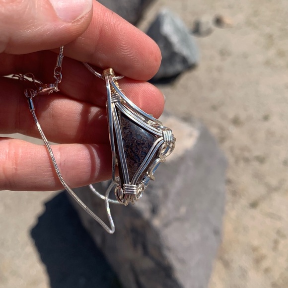 Dinosaur/Dragon’s Bone Wire Wrapped Necklace • Handmade Jewelry - Picture 4 of 9